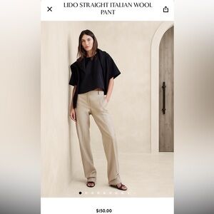 Banana Republic Lido Straight Italian Wool Pant, Beige